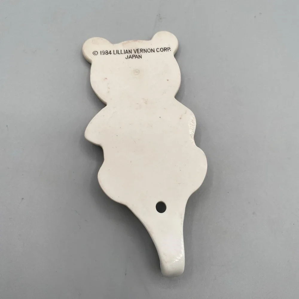 Vtg 80s Lillian Vernon Teddy Bear Switch Plate Cover and Hook Nursery Decor
